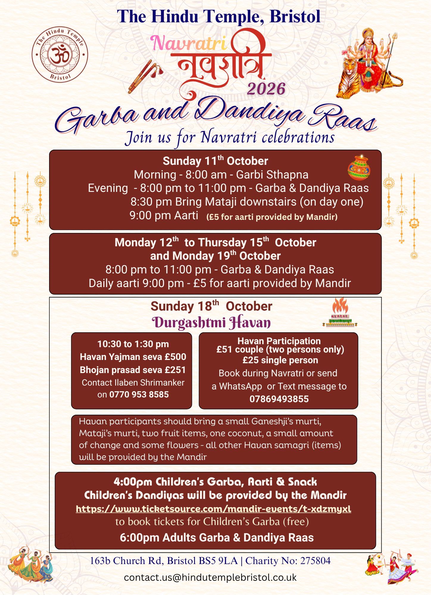 Navratri 2026 - Mandir Events Details